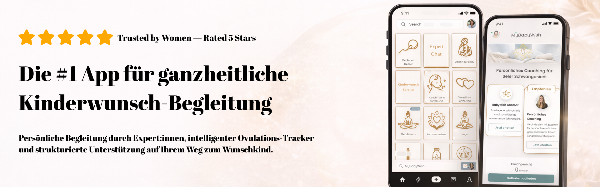 Persönliche Begleitung durch Expert:innen, intelligenter Ovulations-Tracker und strukturierte Unterstützung auf Ihrem Weg zum Wunschkind.